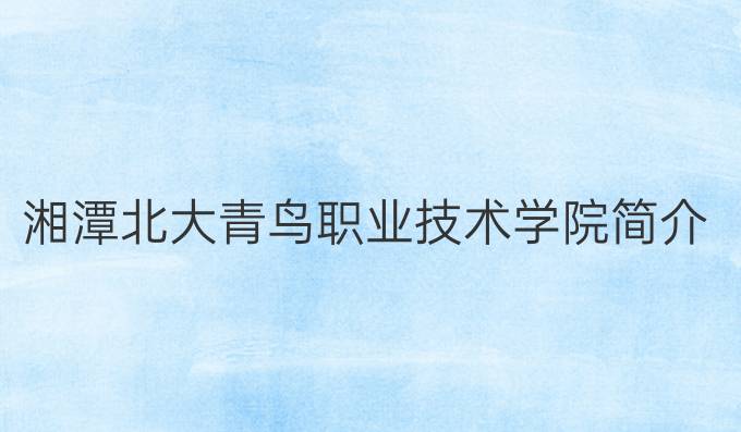 湘潭北大青鸟职业技术学院简介